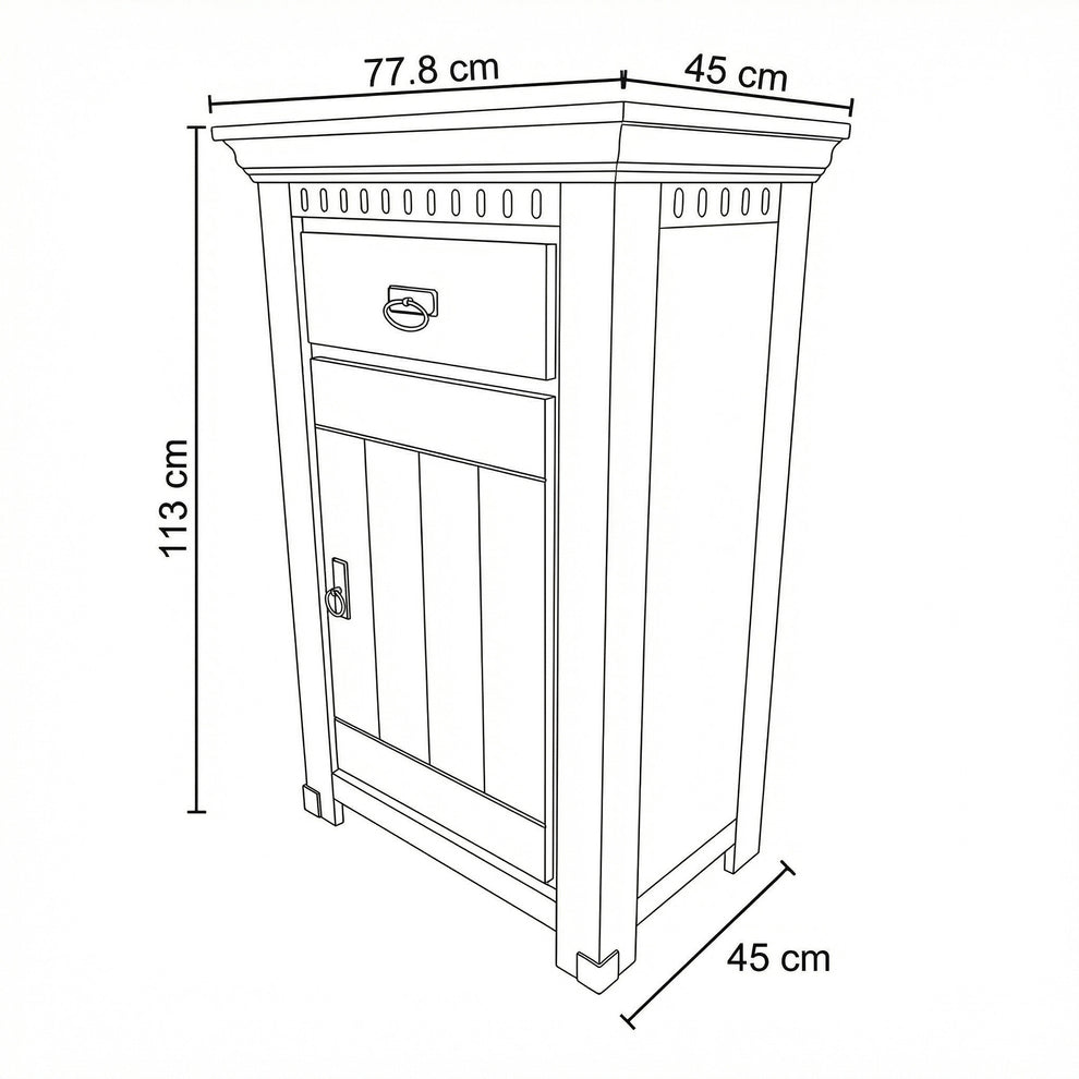 Comoda Cu 1 Usa Si 1 Sertar Saint Tropez Alb, Vopsit, 77.8 Cm