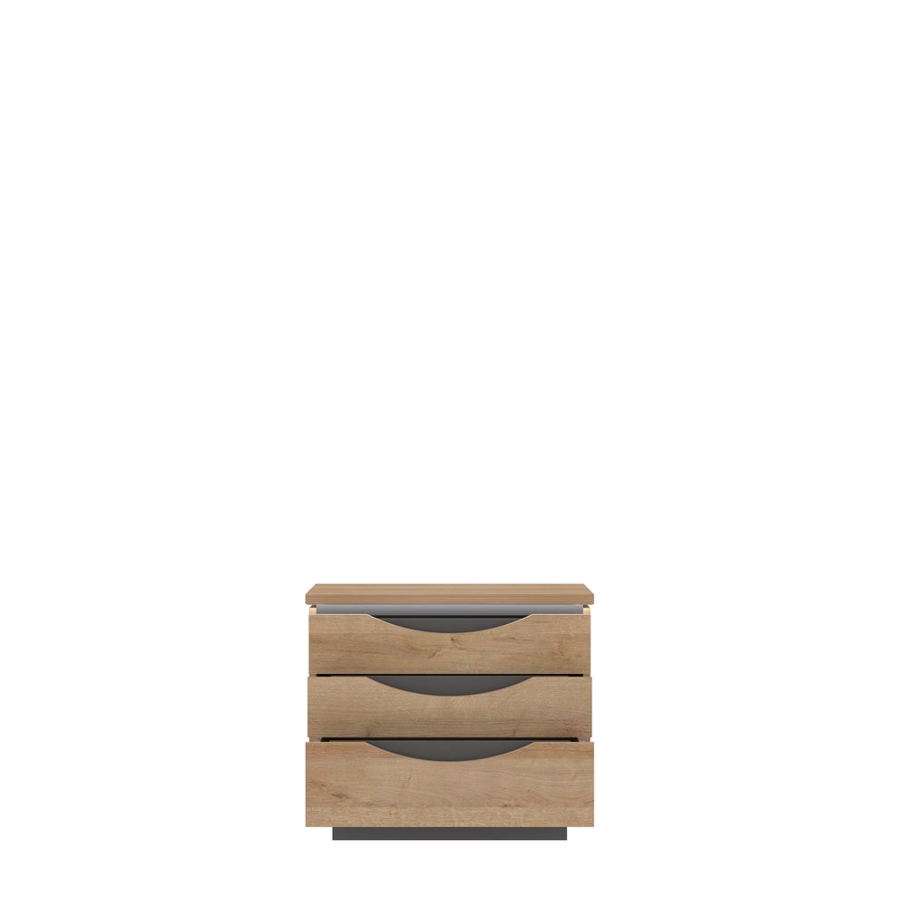 Noptiera 3 Sertare Unbound, Riviera Oak Si Uni Wolfram Grey, 61.4 Cm