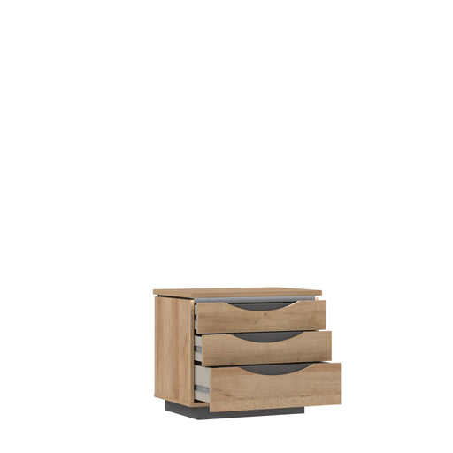 Noptiera 3 Sertare Unbound, Riviera Oak Si Uni Wolfram Grey, 61.4 Cm