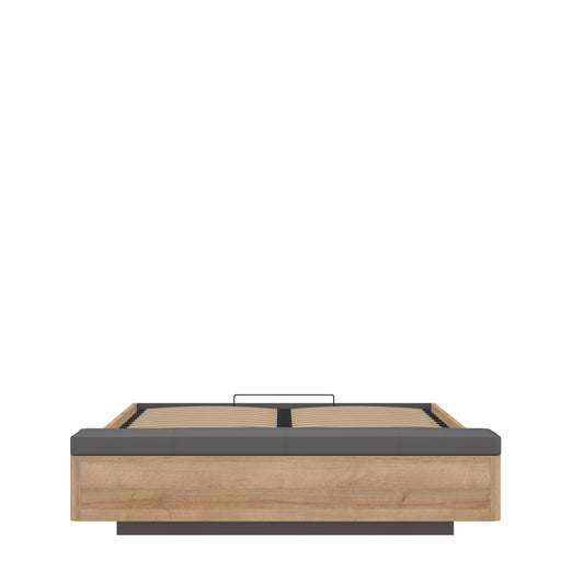 Rama Pat Unbound Cu Dimensiune Saltea 150 x 190 Cm, Somiera RabatabilaRiviera Oak Si Uni Wolfram Grey