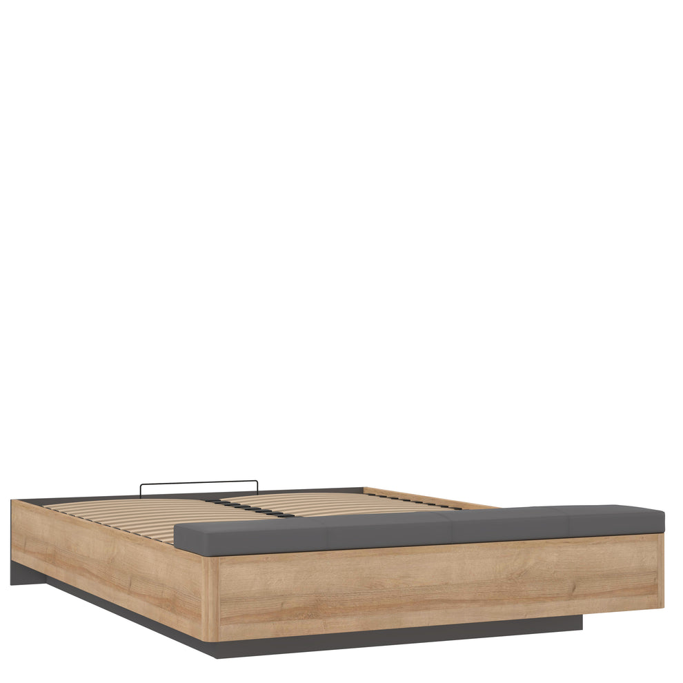 Rama Pat Unbound Cu Dimensiune Saltea 150 x 190 Cm, Somiera RabatabilaRiviera Oak Si Uni Wolfram Grey