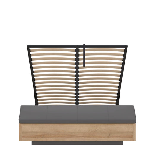 Rama Pat Unbound Cu Dimensiune Saltea 150 x 190 Cm, Somiera RabatabilaRiviera Oak Si Uni Wolfram Grey