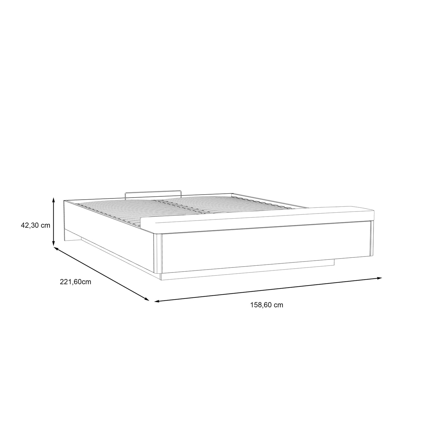 Rama Pat Unbound Cu Dimensiune Saltea 150 x 190 Cm, Somiera RabatabilaRiviera Oak Si Uni Wolfram Grey