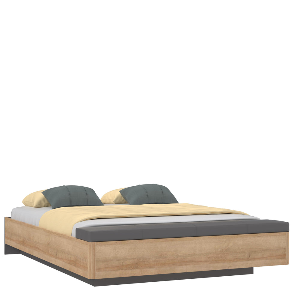 Rama Pat Unbound Cu Dimensiune Saltea 150 x 190 Cm, Somiera RabatabilaRiviera Oak Si Uni Wolfram Grey