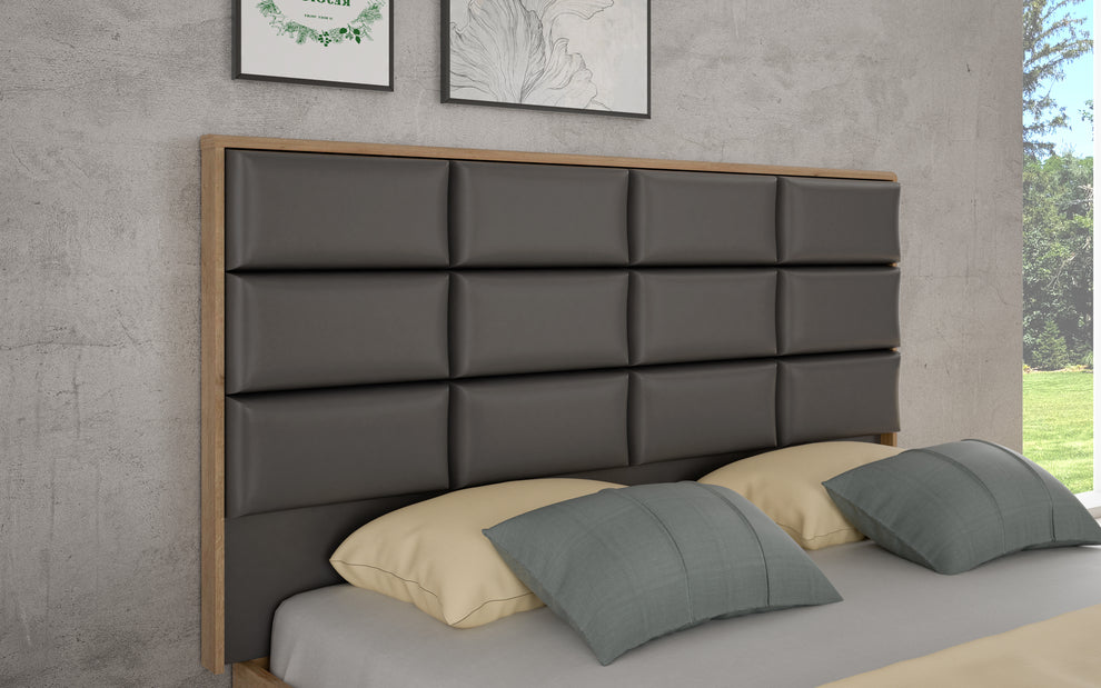 Pat Unbound Cu Dimensiune Saltea 150 x 190 Cm, Capatai Inclus si Somiera RabatabilaRiviera Oak Si Uni Wolfram Grey