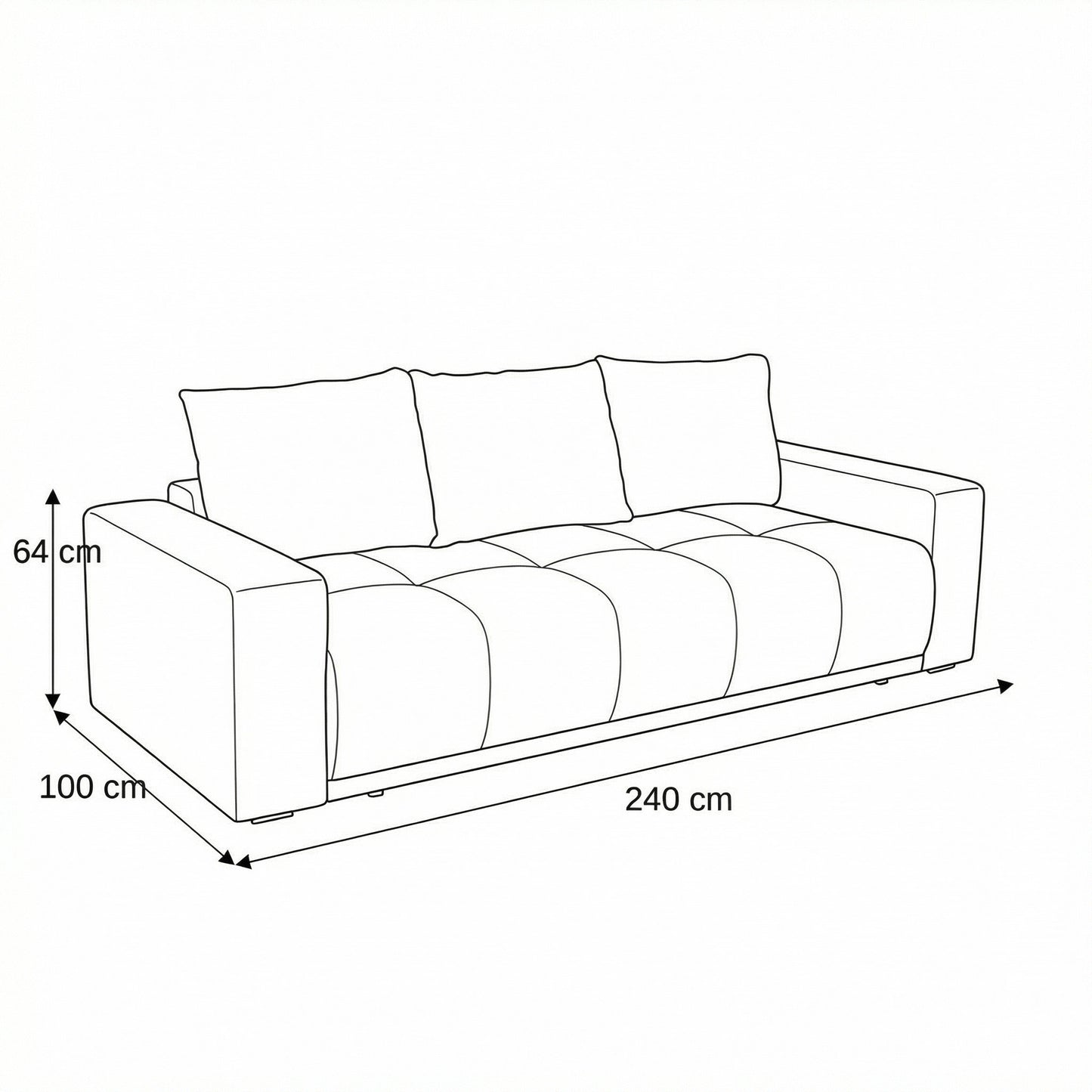 Canapea Extensibila Otis, 3 locuri, Lada Depozitare, Gri Albastrui, 240 Cm