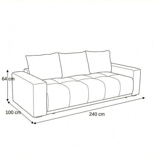 Canapea Extensibila Otis, 3 locuri, Lada Depozitare, Gri Albastrui, 240 Cm
