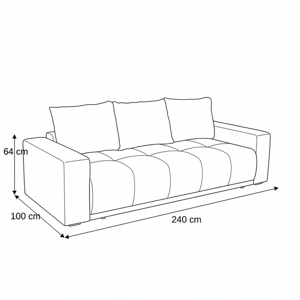 Canapea Extensibila Otis, 3 locuri, Lada Depozitare, Gri Albastrui, 240 Cm