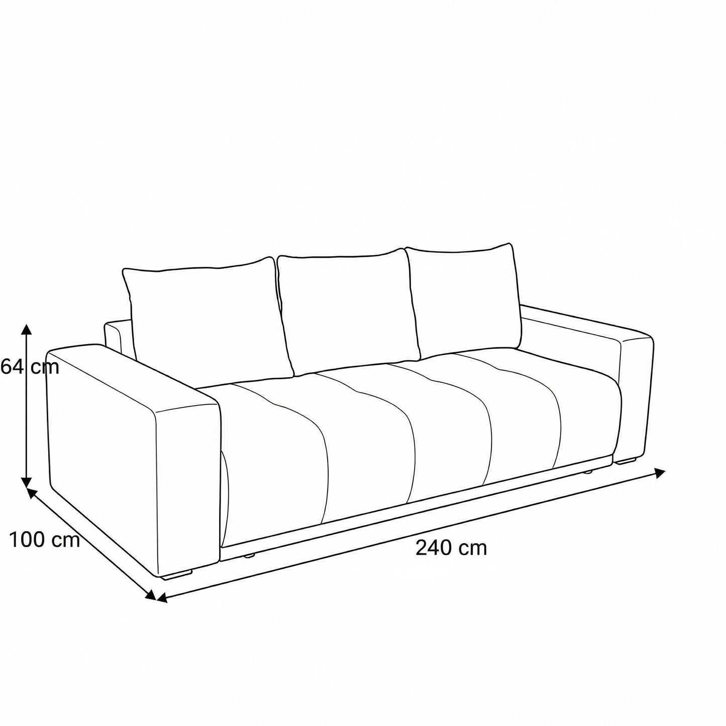 Canapea Extensibila Otis, 3 locuri, Lada Depozitare, Maro, 240 Cm
