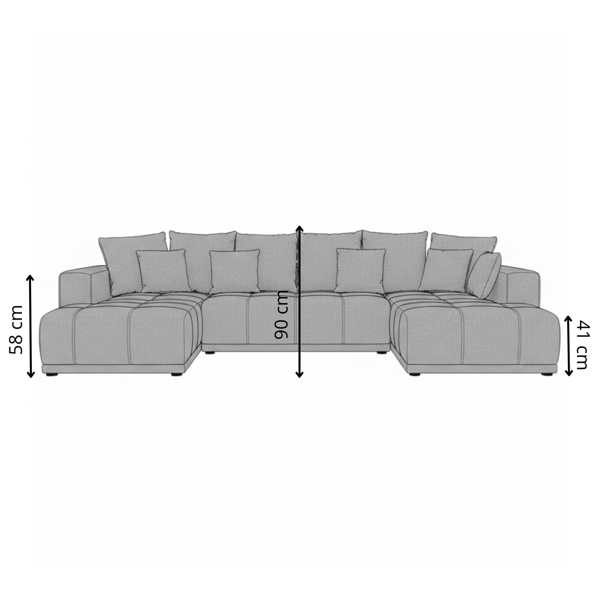 Coltar U Extensibil Otis Stanga, 6 Locuri, Lada Depozitare, Gri deschis, 357 Cm