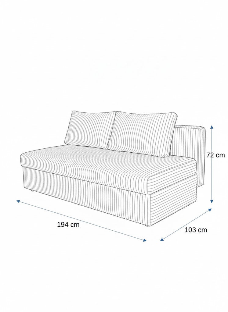 Canapea Extensibila Milo, 3 Locuri, Lada Depozitare, Gri