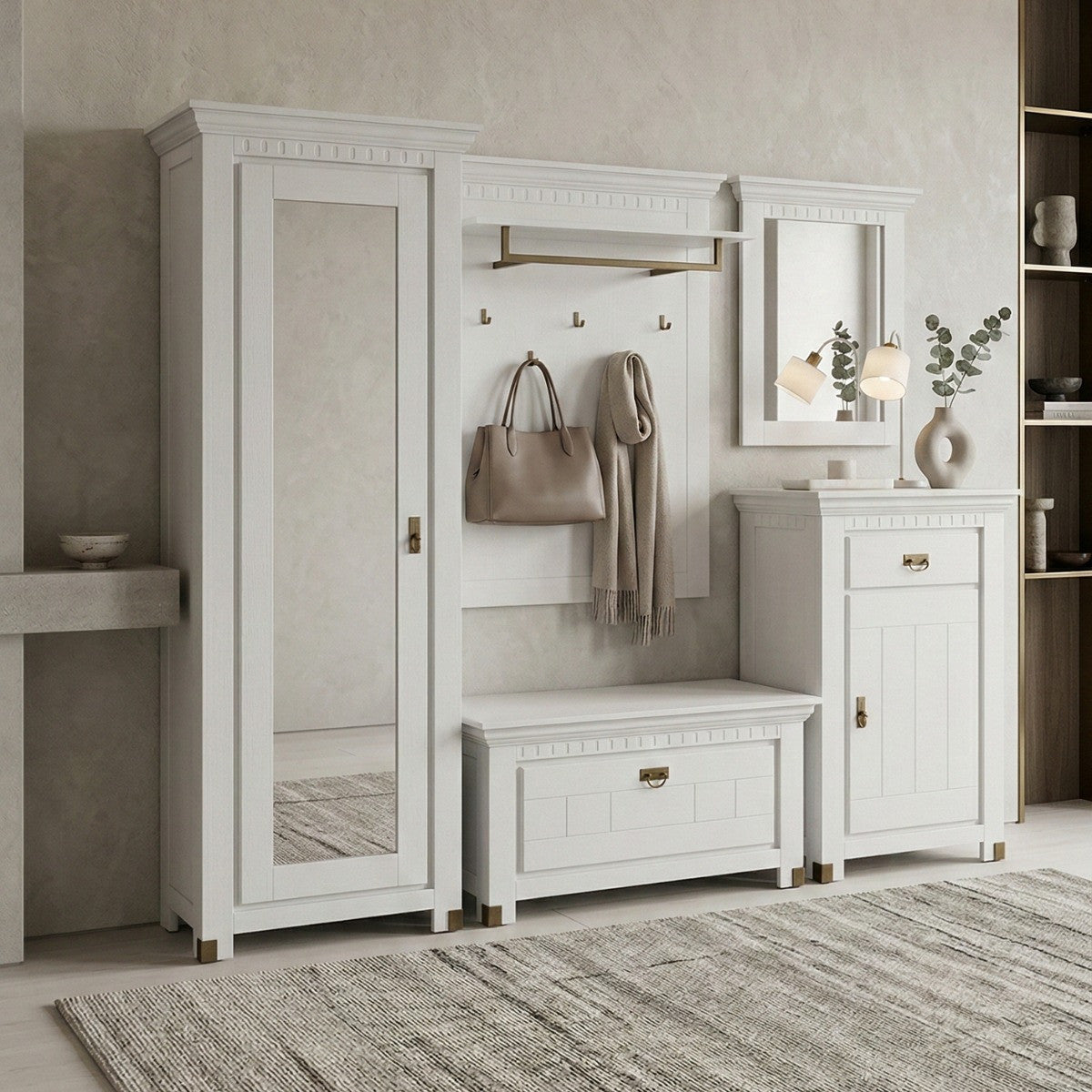 Comoda Cu 1 Usa Si 1 Sertar Saint Tropez Alb, Vopsit, 77.8 Cm