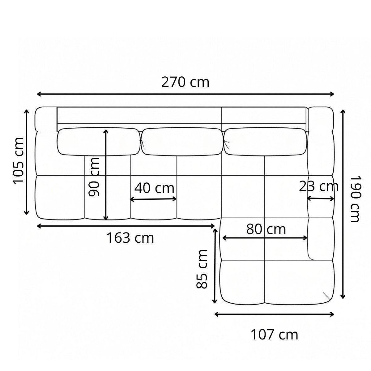 Coltar Extensibil Dreapta Luna, Lada Depozitare, 5 Locuri, ONYX 1 IVORY, 270 Cm