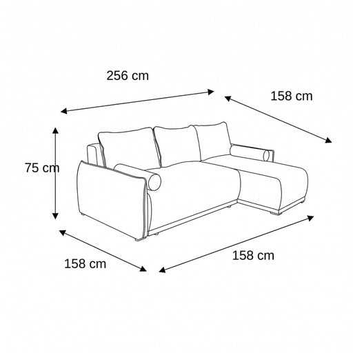 Coltar Extensibil Vida Interschimbabil Stanga/Dreapta, 5 Locuri, Lada Depozitare, Roz, 256 Cm