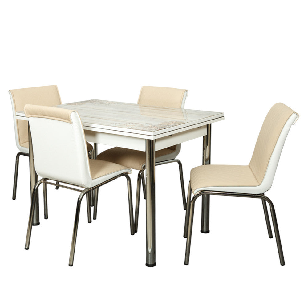 Set Masa Extensibila cu 4 Scaune Tanya, Multicolor, 110/170 x 70 cm.