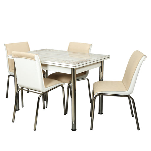 Set Masa Extensibila cu 4 Scaune Tanya, Multicolor, 110/170 x 70 cm.