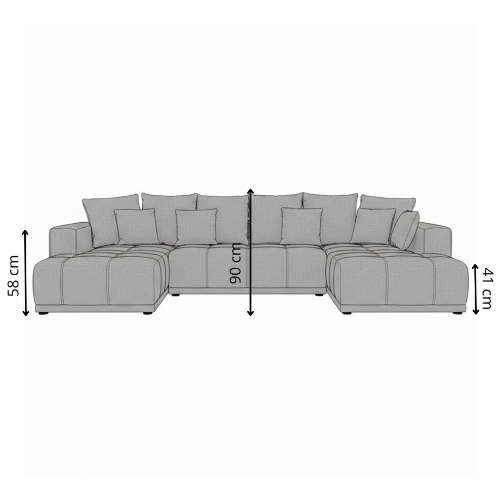Coltar U Extensibil Otis Stanga, 6 Locuri, Lada Depozitare, Gri, 357 Cm