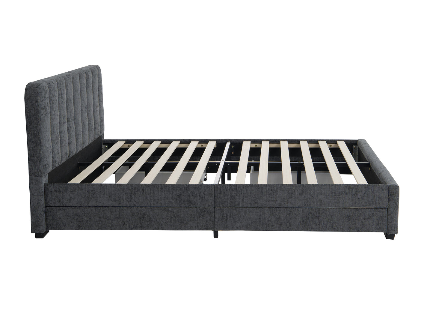 Pat Tapitat Bird Box, Dimensiune Saltea 160 x 200 Cm, Cu Sertare, Somiera Inclusa