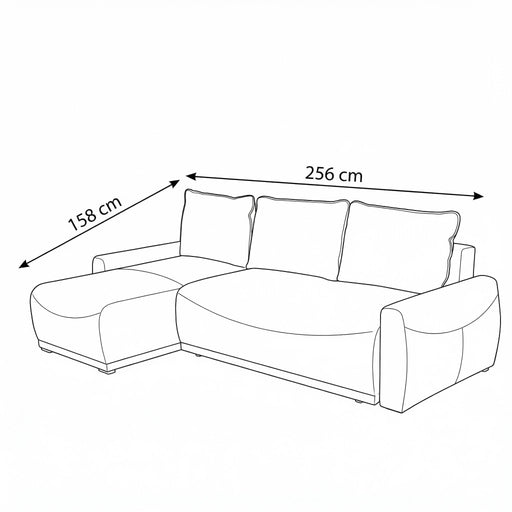 Coltar Extensibil Lea Interschimbabil Stanga/Dreapta, 5 Locuri, Lada Depozitare, Roz, 256 Cm