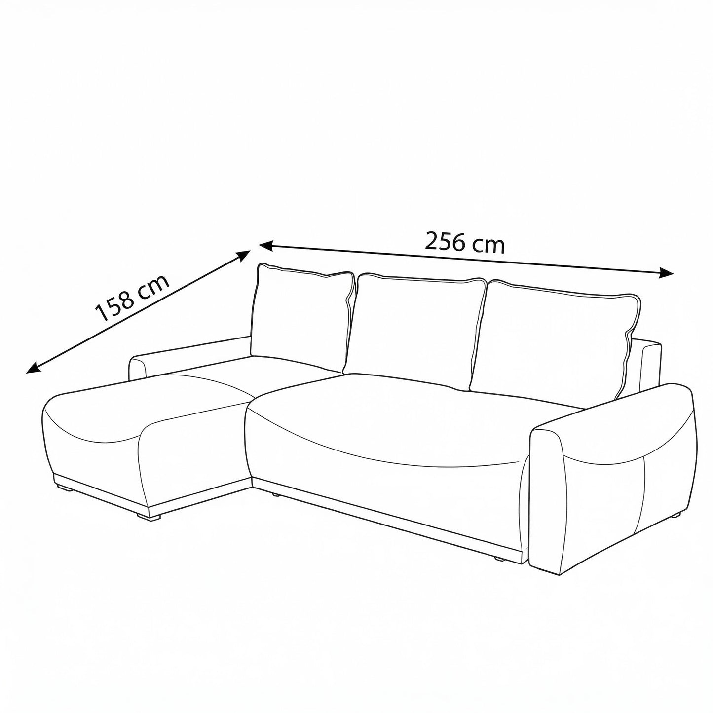 Coltar Extensibil Lea Interschimbabil Stanga/Dreapta, 5 Locuri, Lada Depozitare, Albastru, 256 Cm