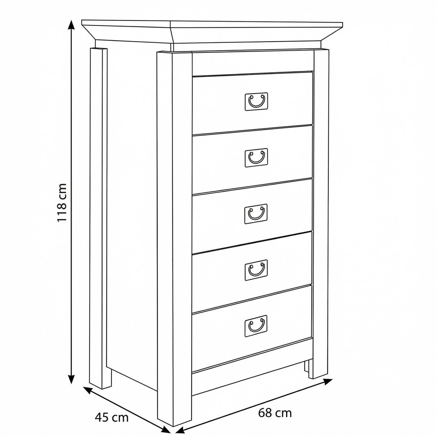 Comoda Casablanca Loft Cu 5 Sertare, 68 Cm