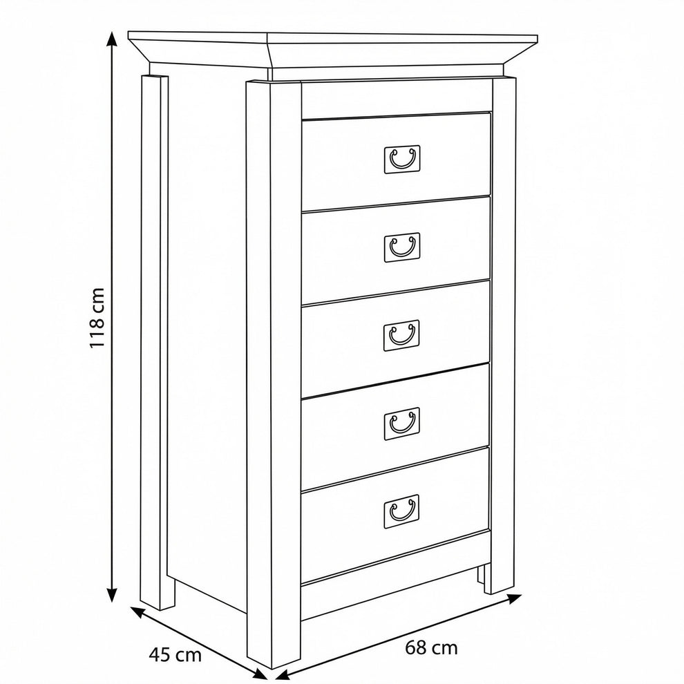 Comoda Casablanca Loft Cu 5 Sertare, 68 Cm