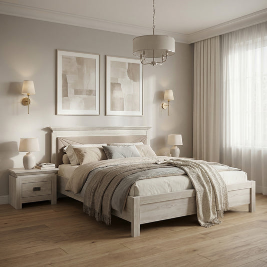 Set Dormitor Casablanca Loft, Pat Cu Dimensiune Saltea 180 X 200, Dulap De 150 Cm, 2 Noptiere