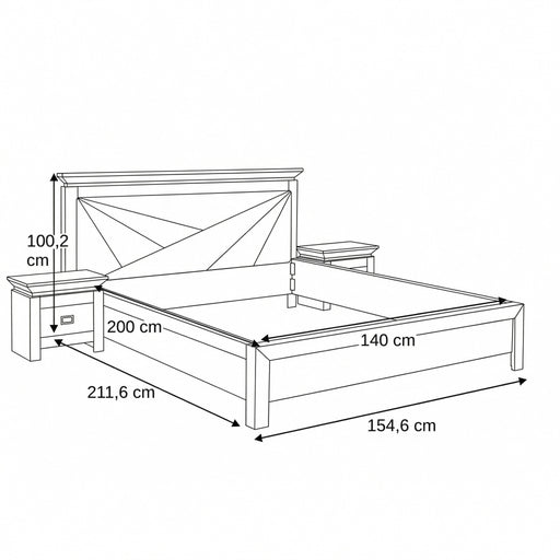Set Dormitor Casablanca Loft, Pat Cu Dimensiune Saltea 140 X 200, Dulap De 150 Cm, 2 Noptiere
