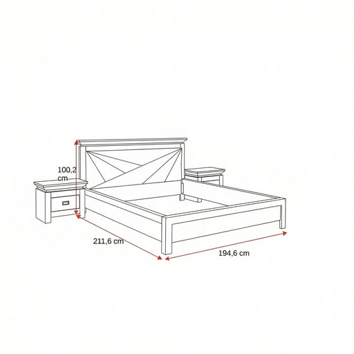 Set Dormitor Casablanca Loft, Pat Cu Dimensiune Saltea 180 X 200, Dulap De 210 Cm, 2 Noptiere