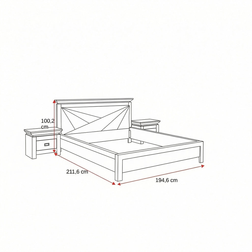 Set Dormitor Casablanca Loft, Pat Cu Dimensiune Saltea 180 X 200, Dulap De 210 Cm, 2 Noptiere