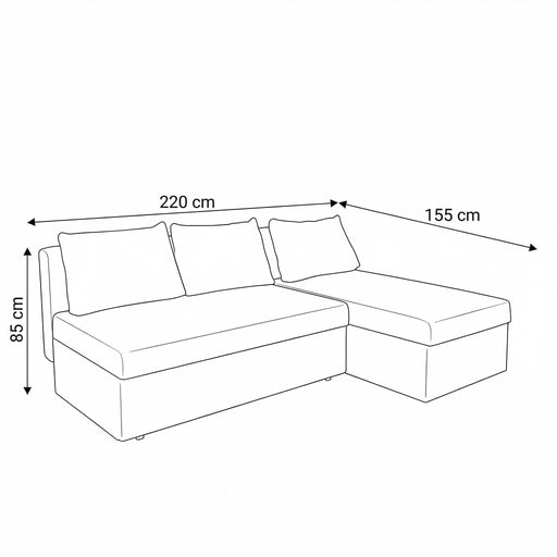 Coltar Extensibil Cu Lada, Vario Interschimbabil Stanga/Dreapta, Gri Inchis, 220 X 80 X 155 Cm