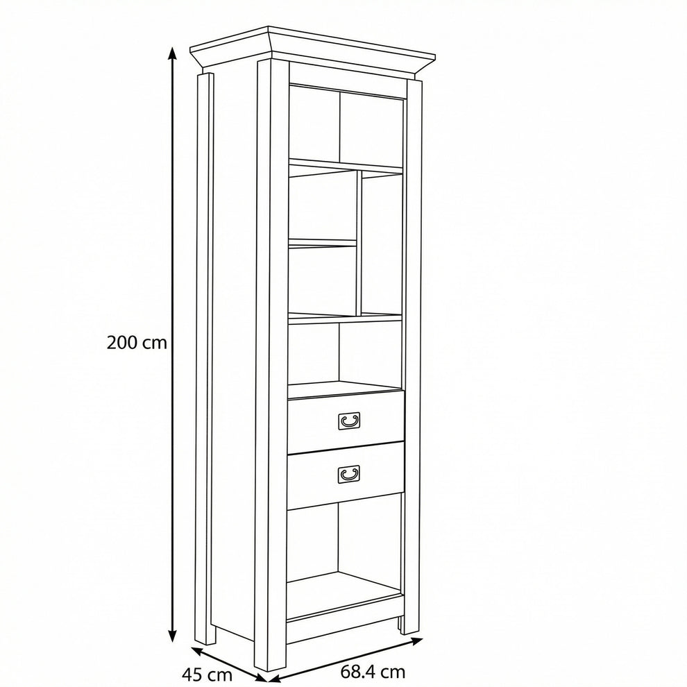Biblioteca Casablanca Loft Cu 2 Sertare, 68.4 Cm