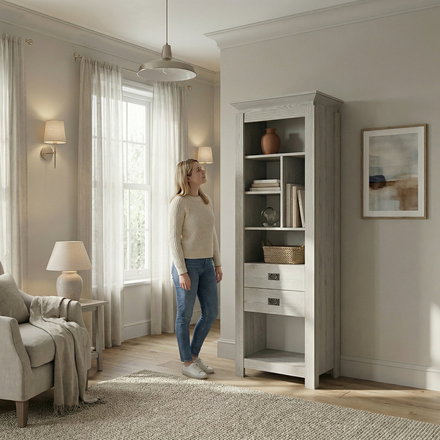 Biblioteca Casablanca Loft Cu 2 Sertare, 68.4 Cm