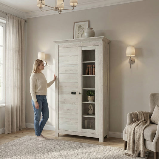 Vitrina Cu 2 Usi Casablanca Loft, Gri, 99 Cm