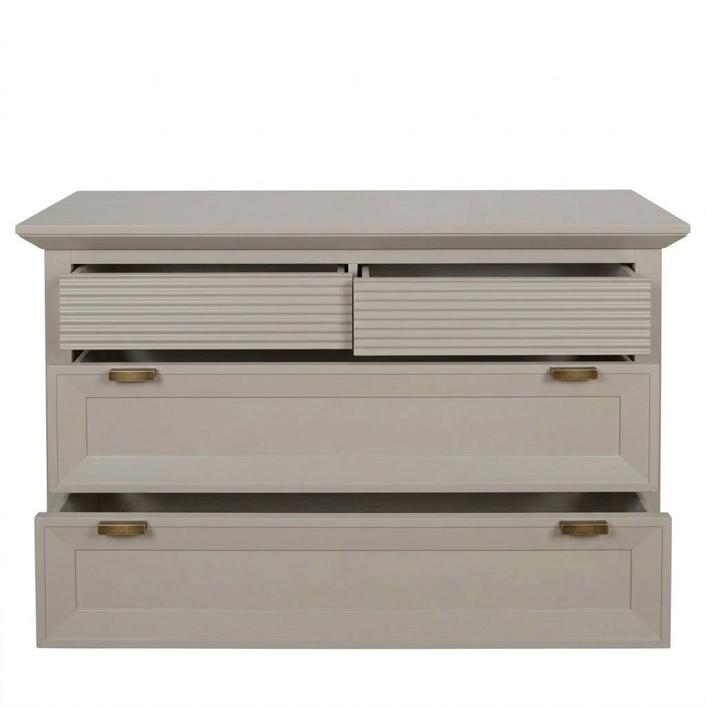 Comoda Cu 4 Sertare Verona Kashmir, Vopsit, Mobila Living, Inchidere Silentioasa, Sistem Push To Open, 125.8 cm