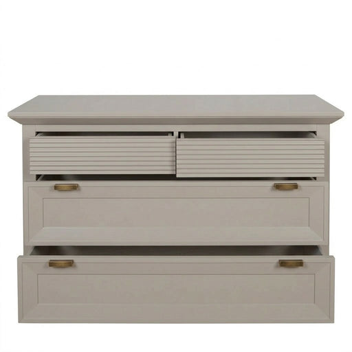 Comoda Cu 4 Sertare Verona Kashmir, Vopsit, Mobila Living, Inchidere Silentioasa, Sistem Push To Open, 125.8 cm
