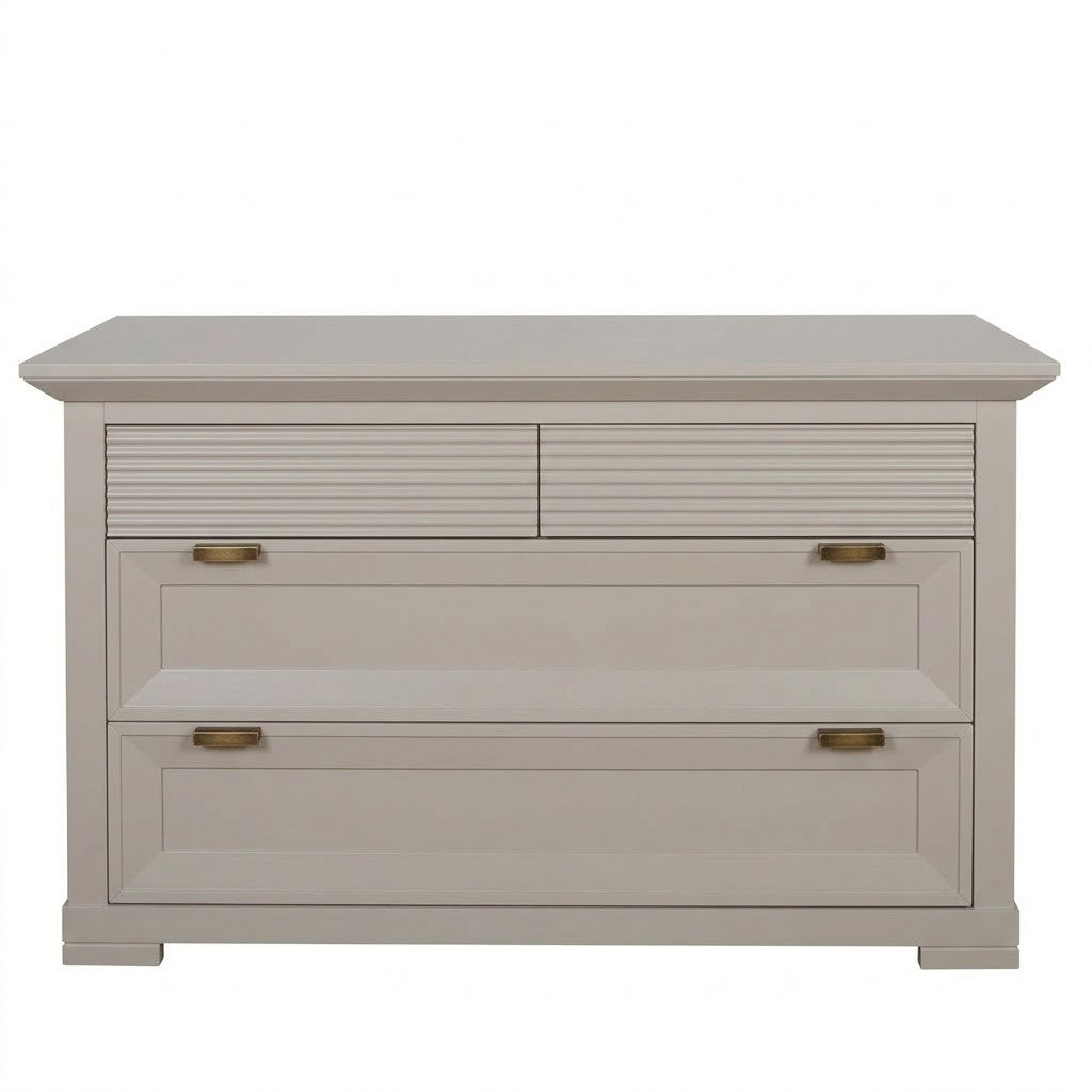 Comoda Cu 4 Sertare Verona Kashmir, Vopsit, Mobila Living, Inchidere Silentioasa, Sistem Push To Open, 125.8 cm