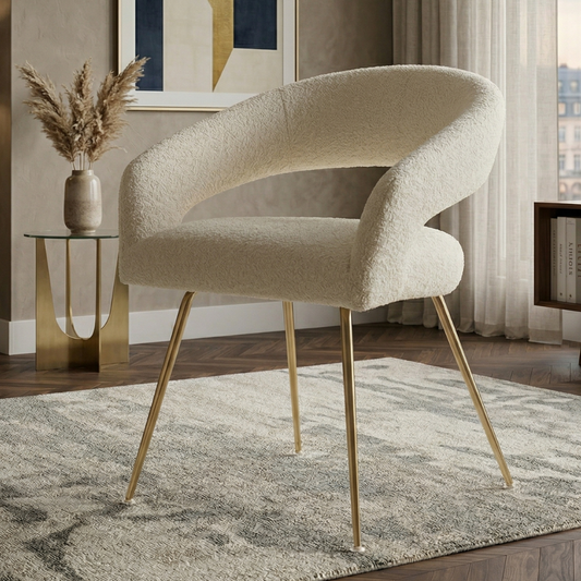 Scaun Solaris, Beige Boucle Si Gold, 58 Cm