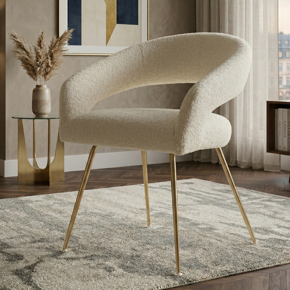 Scaun Solaris, Beige Boucle Si Gold, 58 Cm
