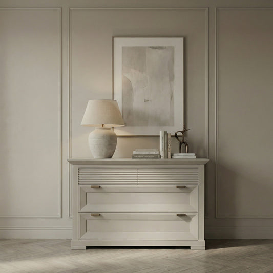 Comoda Cu 4 Sertare Verona Kashmir, Vopsit, Mobila Living, Inchidere Silentioasa, Sistem Push To Open, 125.8 cm