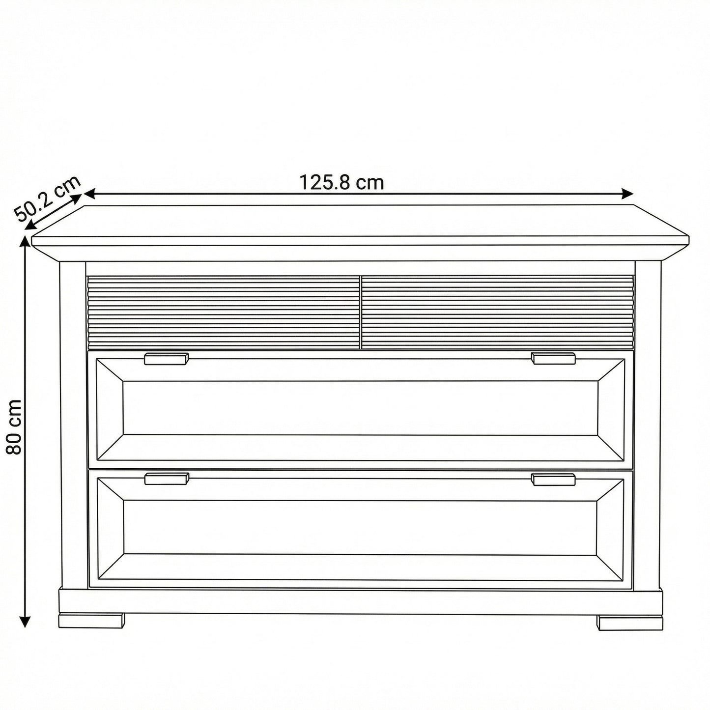 Comoda Cu 4 Sertare Verona Kashmir, Vopsit, Mobila Living, Inchidere Silentioasa, Sistem Push To Open, 125.8 cm