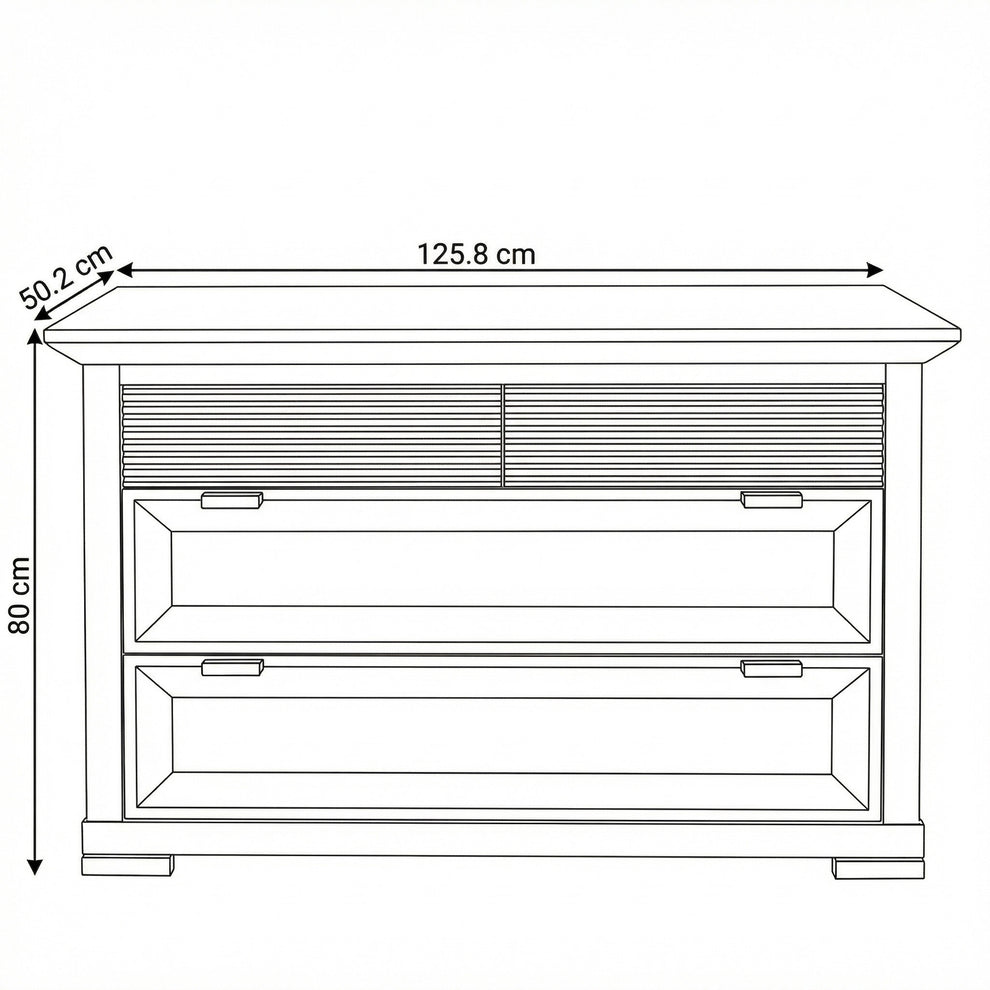 Comoda Cu 4 Sertare Verona Kashmir, Vopsit, Mobila Living, Inchidere Silentioasa, Sistem Push To Open, 125.8 cm