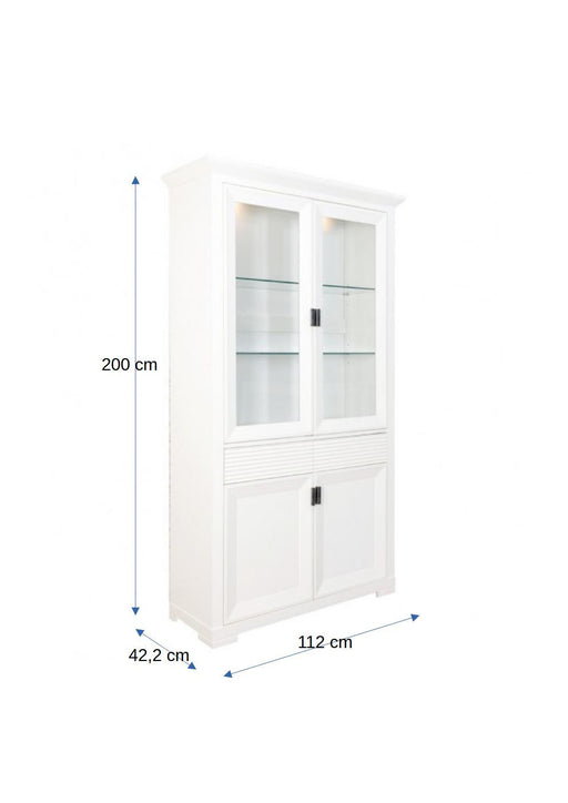Vitrina Cu 4 Usi Si 1 Sertar Verona Bianco Alb, 112 Cm