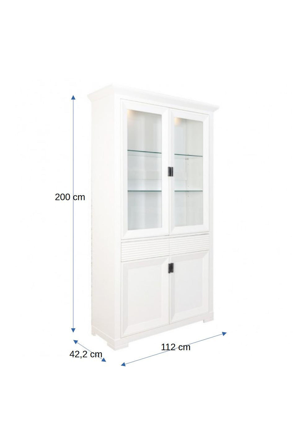 Vitrina Cu 4 Usi Si 1 Sertar Verona Bianco Alb, 112 Cm