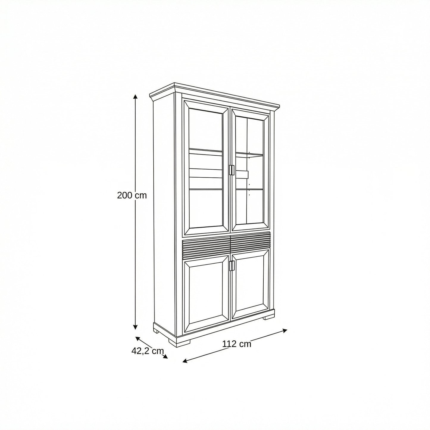 Vitrina Cu 4 Usi Si 1 Sertar Verona Kashmir, 112 Cm