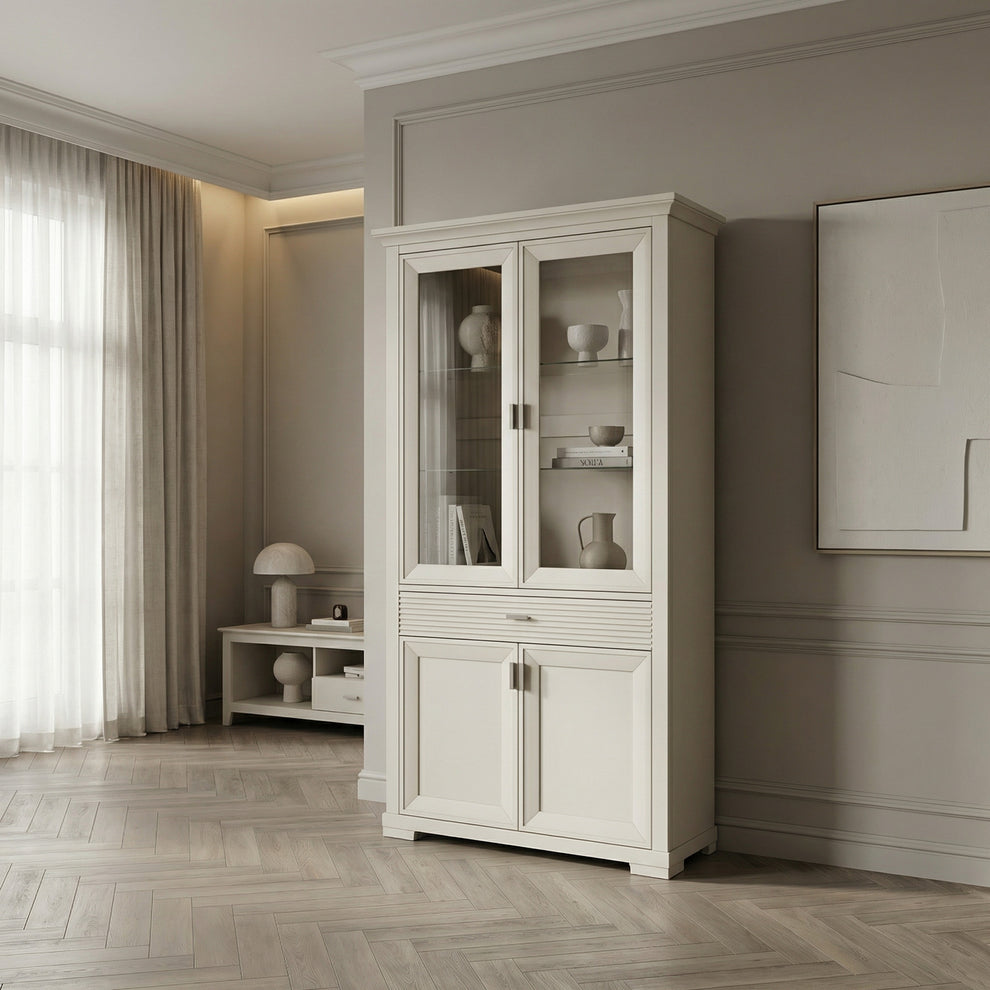 Vitrina Cu 4 Usi Si 1 Sertar Verona Kashmir, 112 Cm