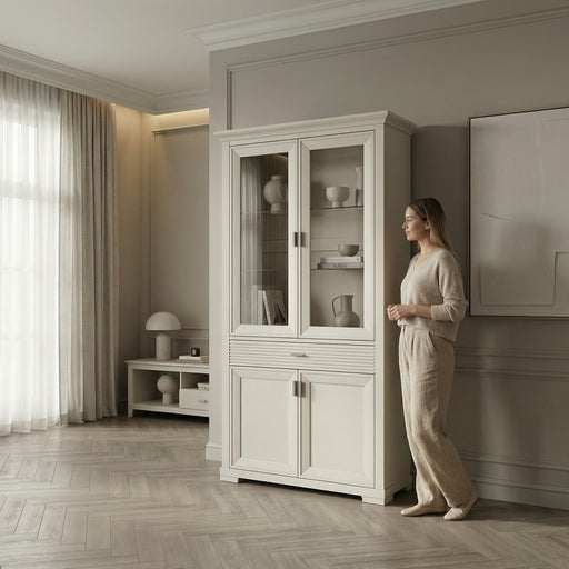Vitrina Cu 4 Usi Si 1 Sertar Verona Kashmir, 112 Cm