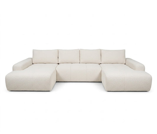 Coltar U Extensibil Luna, 6 Locuri, 330 Cm crem cu lada