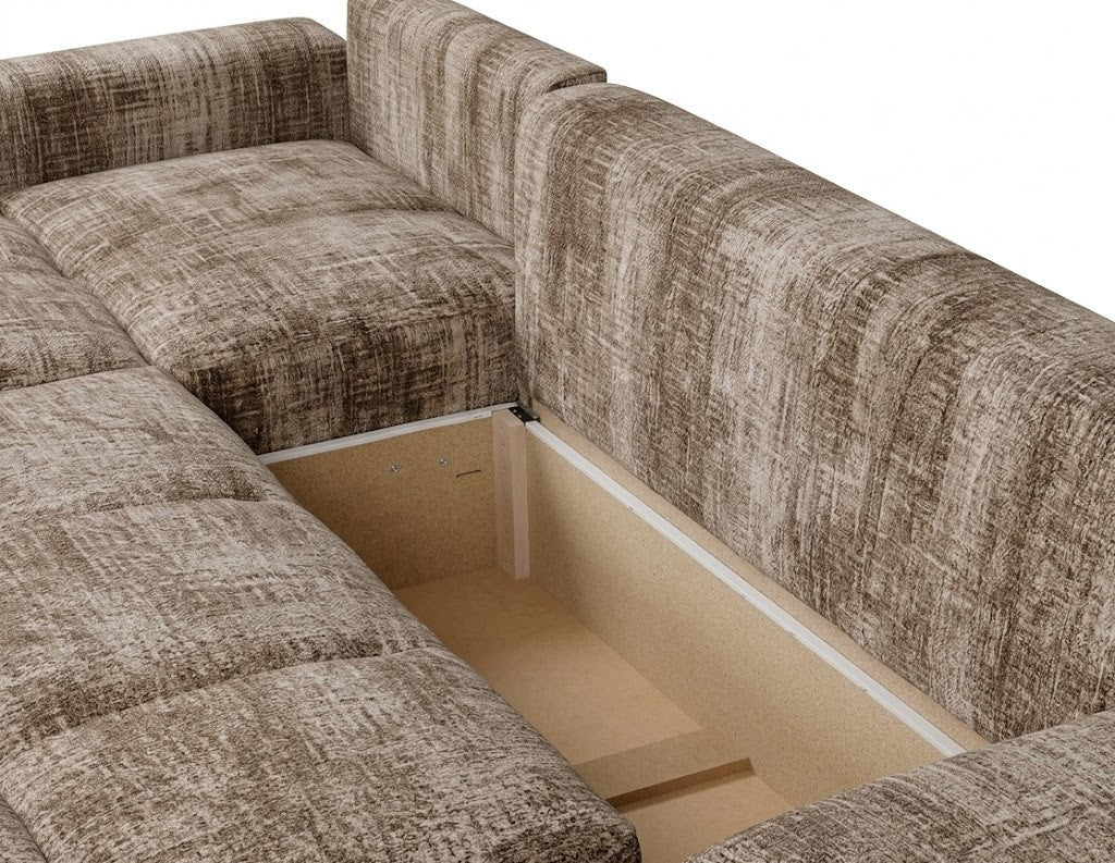 Coltar U Extensibil Luna, 6 Locuri, Onyx 3 Linen, 330 Cm