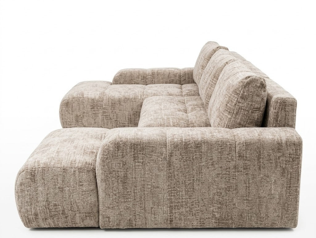 Coltar U Extensibil Luna, 6 Locuri, Onyx 3 Linen, 330 Cm